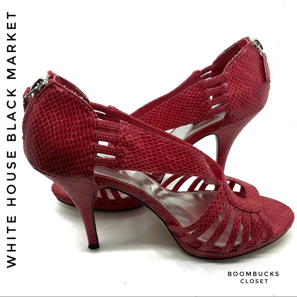 White House Black Market Coral Snake Skin Scrappy Peep Toe Pump
